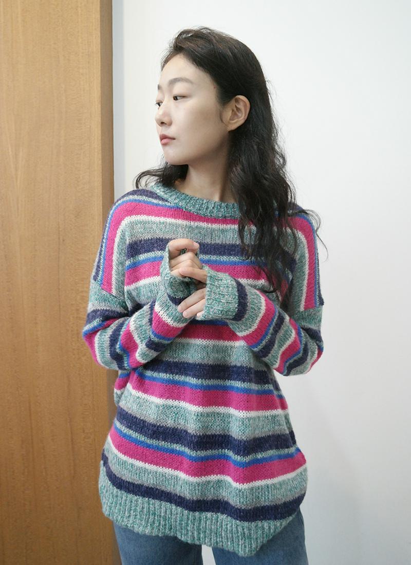 マルチカラーボーダーニット