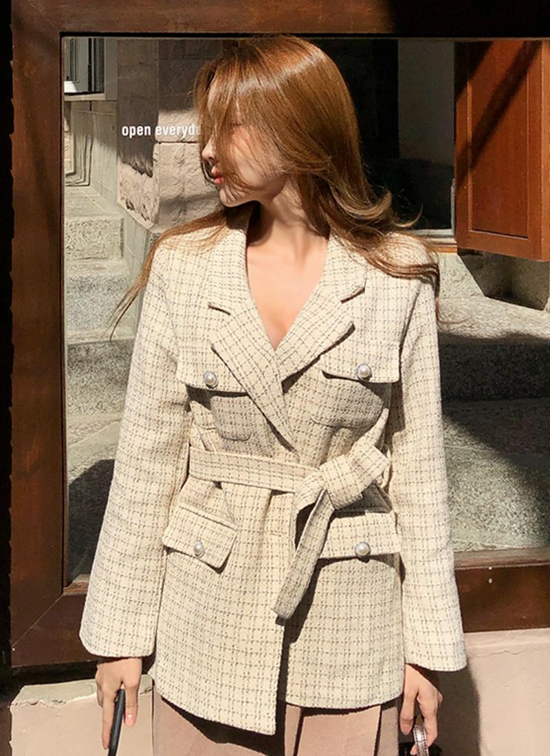 パール風ボタンツイードジャケット