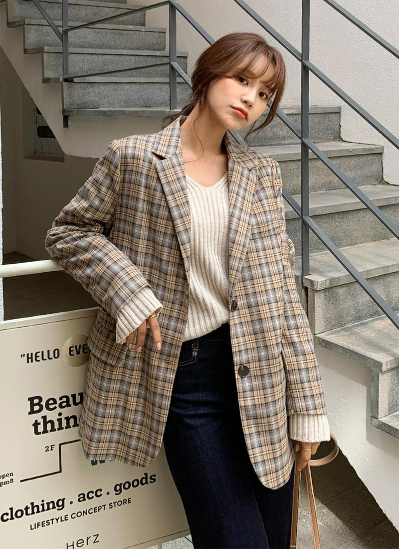 チェックツーボタンジャケット・全2色