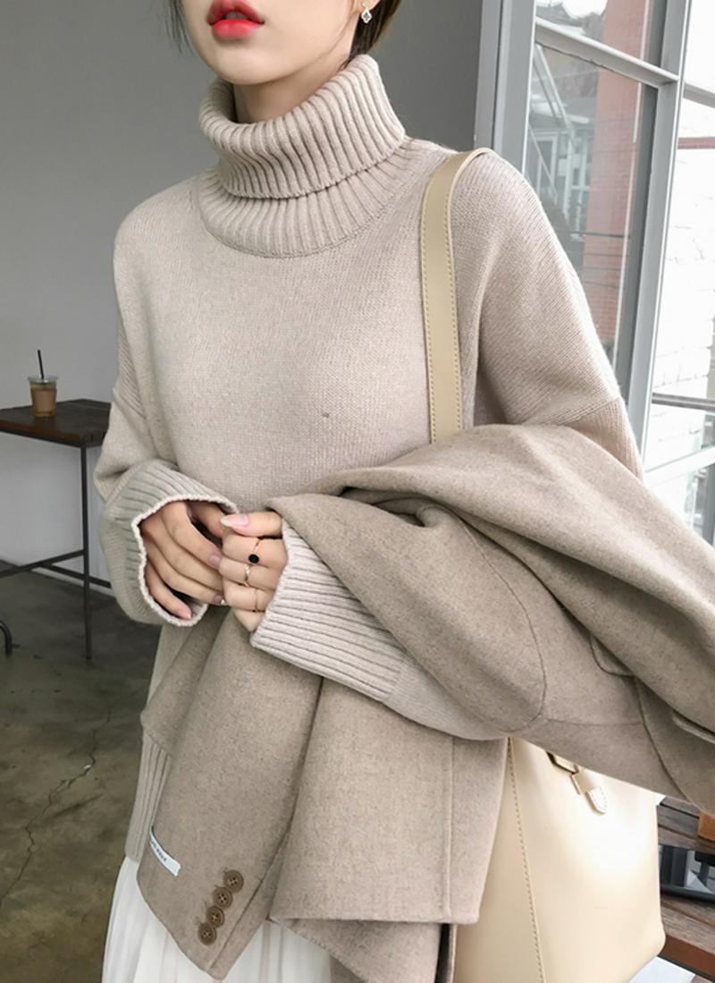 リブタートルネックニット