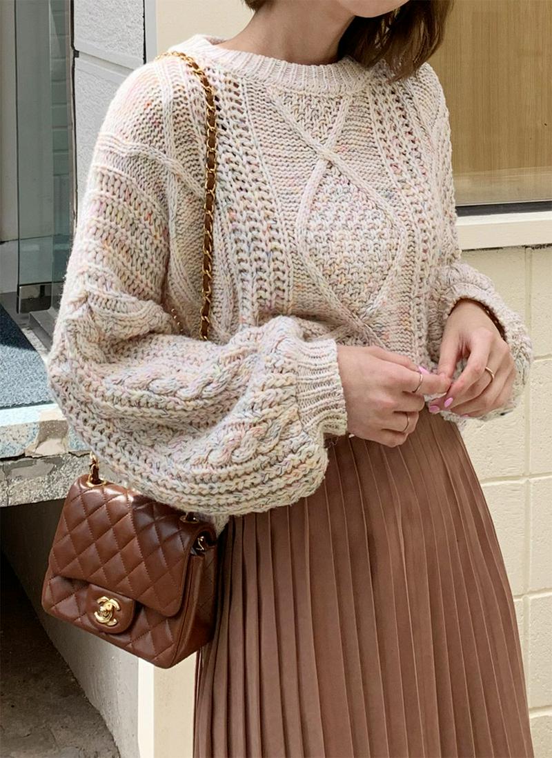 ツイストカラーミックスニット・全3色