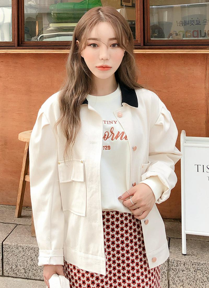 配色カラーパフジャケット