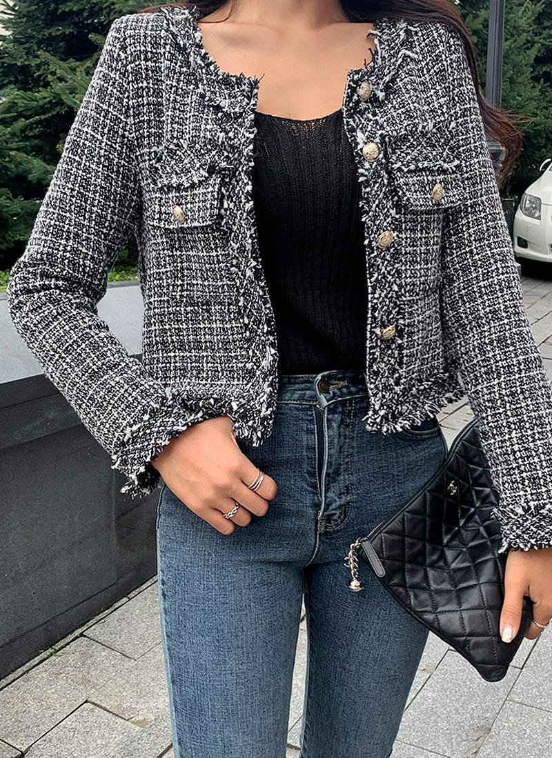 フリンジツイードジャケット