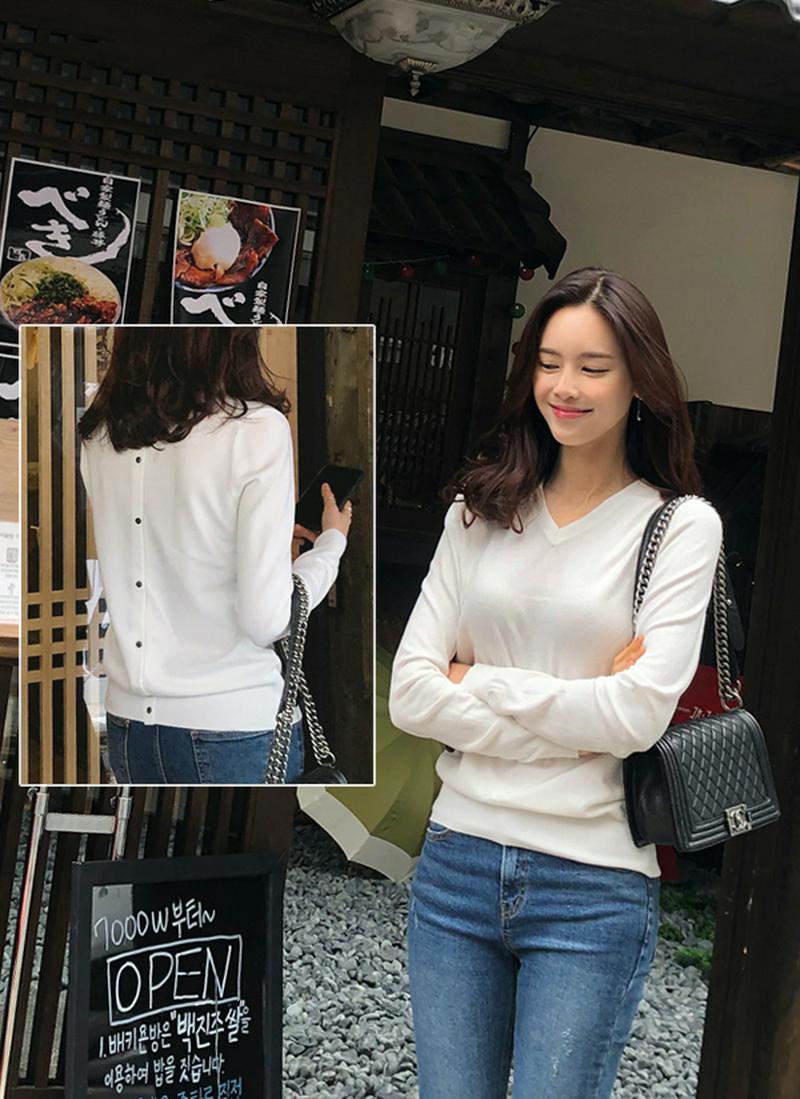 バックボタンニット