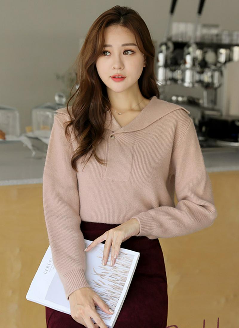 ワイドポロカラーニット