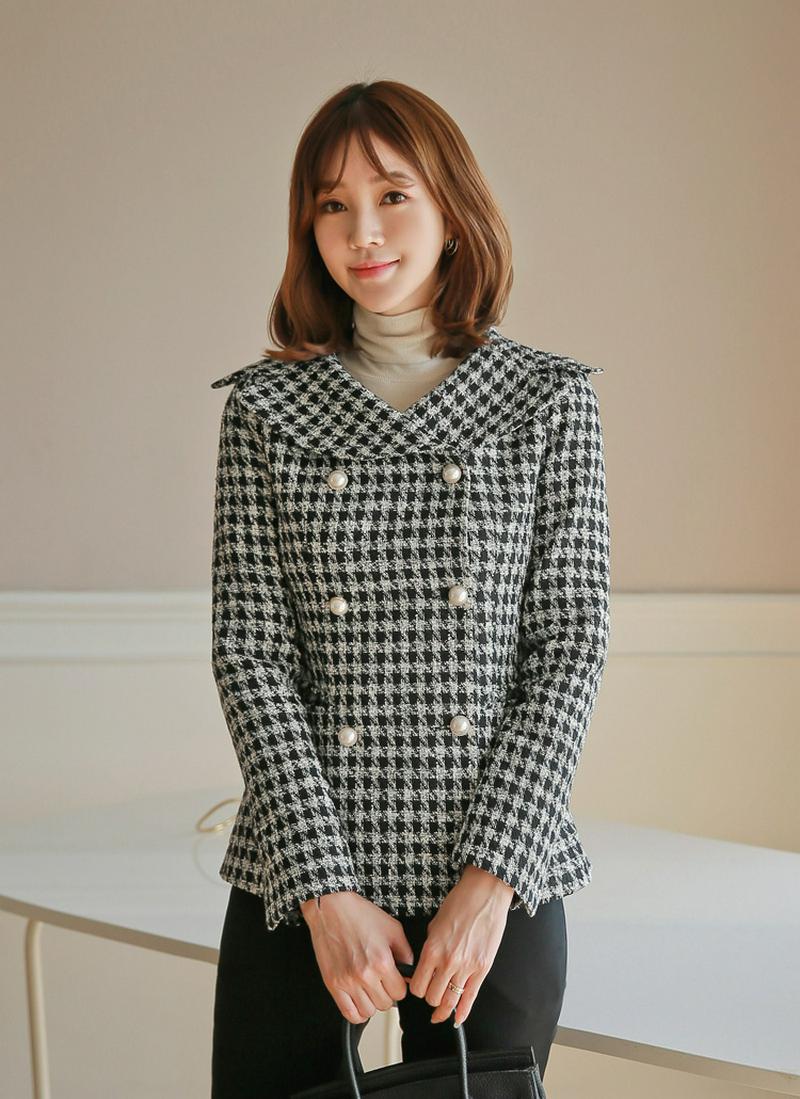 パール風ボタンツイードジャケット