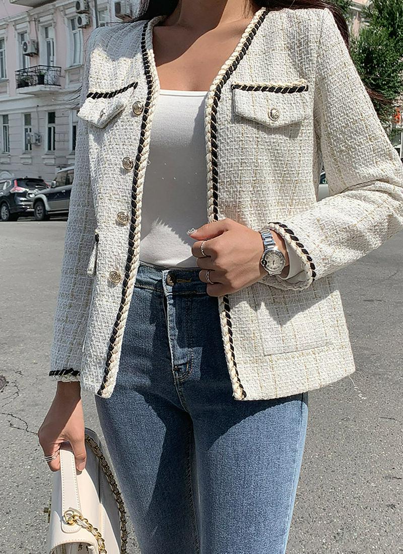 ゴールドボタンツイードジャケット