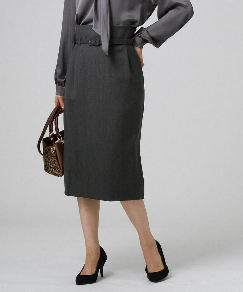 MILIORドゥエストレッチ ベルト付きタイトスカート