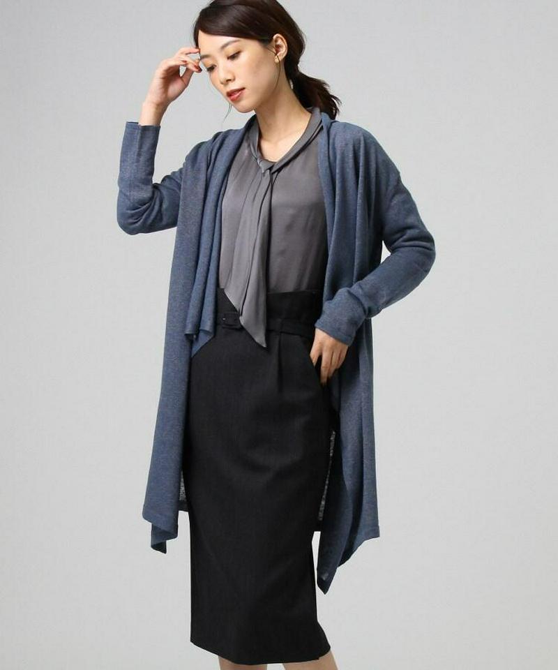 アルパカ混ラメドレープトッパーニットカーディガン