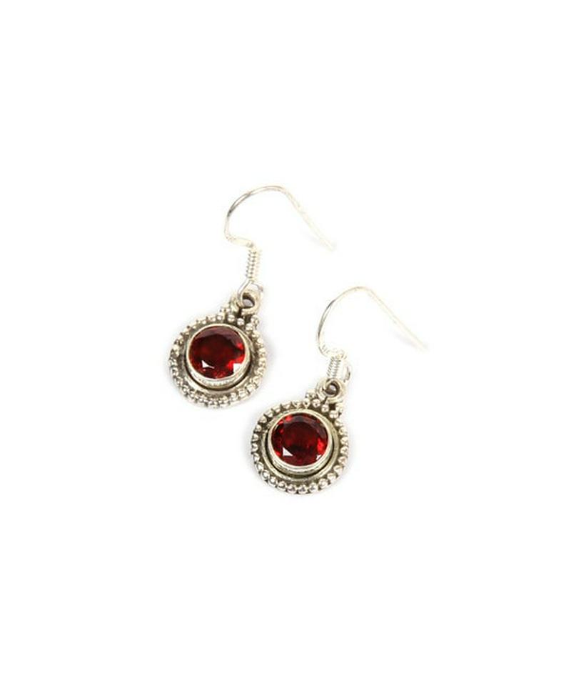 【フランス買付】シルバー925 ガーネットラウンドピアス