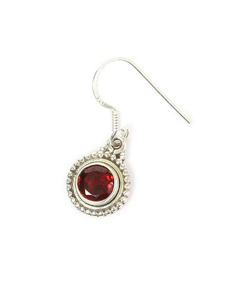 【フランス買付】シルバー925 ガーネットラウンドピアス