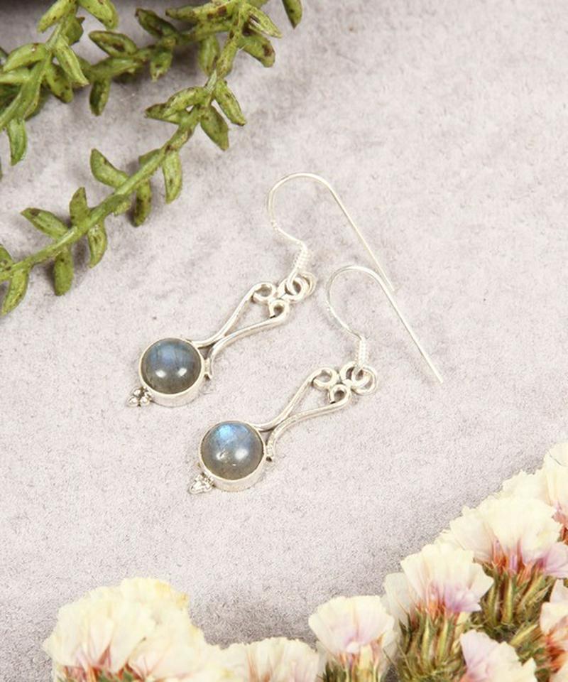 【フランス買付】シルバー925 ラブラドライトピアス