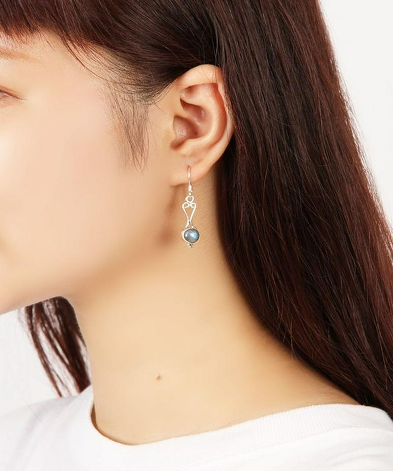 【フランス買付】シルバー925 ラブラドライトピアス