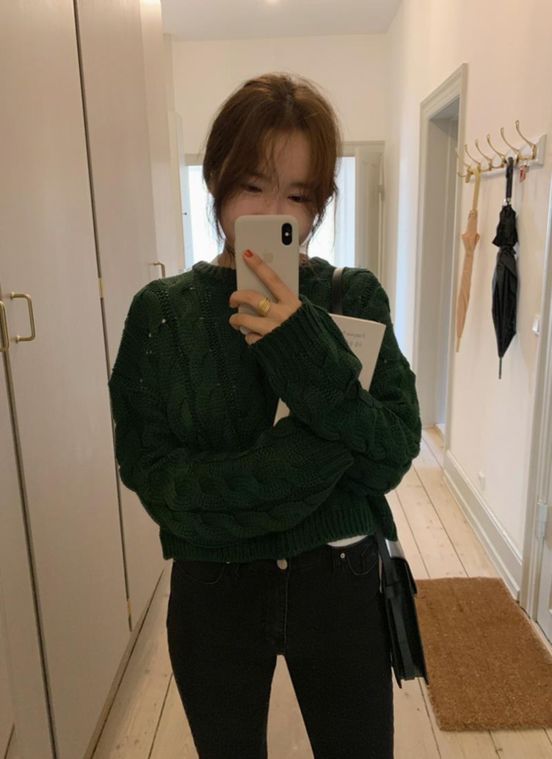 ツイストニット(ダークグリーン)