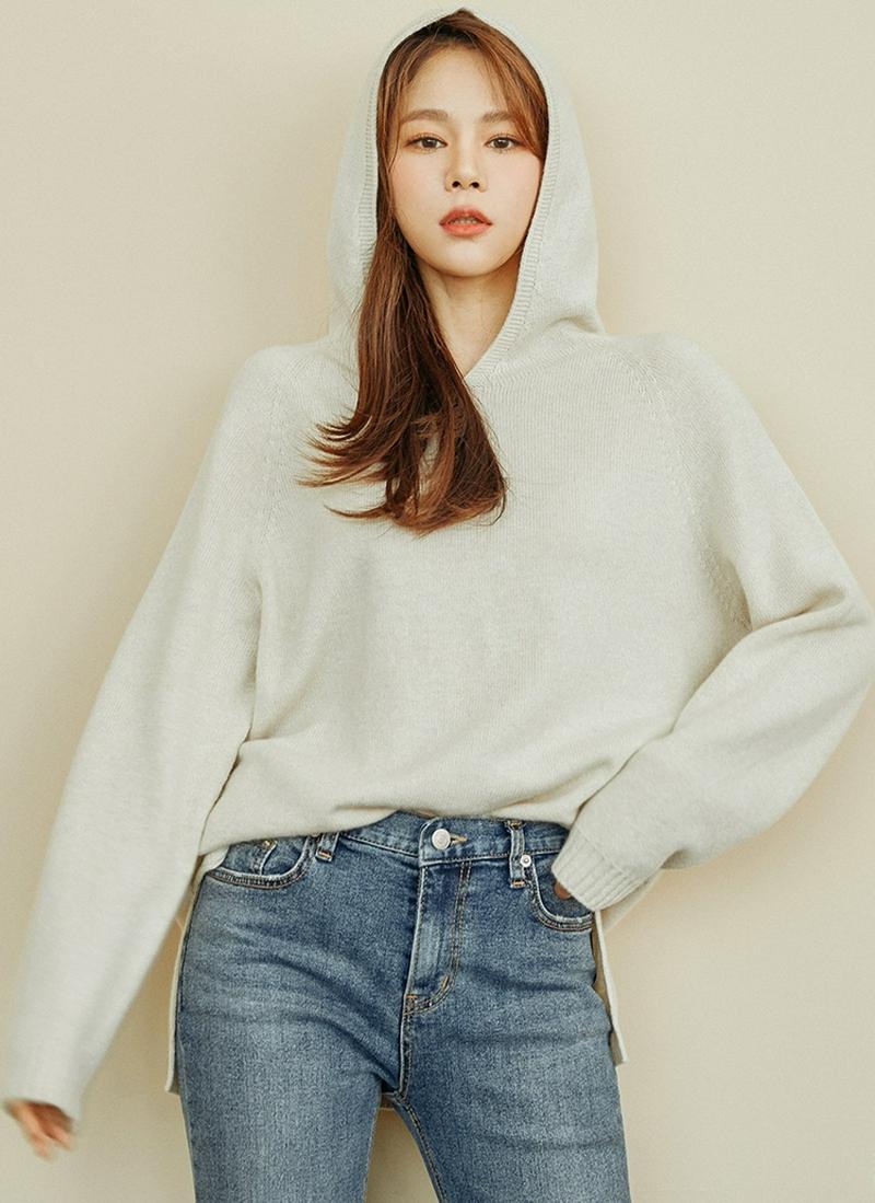 カシミヤ混ニットフーディ