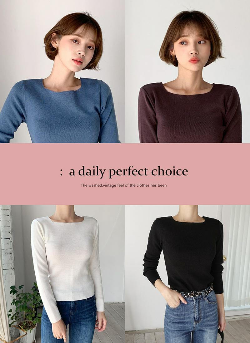 ≪人気商品再入荷≫スリットスクエアネックニット・全5色・t55608 レディース【tops】 トップス ニット 長袖 スクエアネック デコルテ スリット カラーニット 無地 カジュアル シンプル かわいい フェミニン 秋216