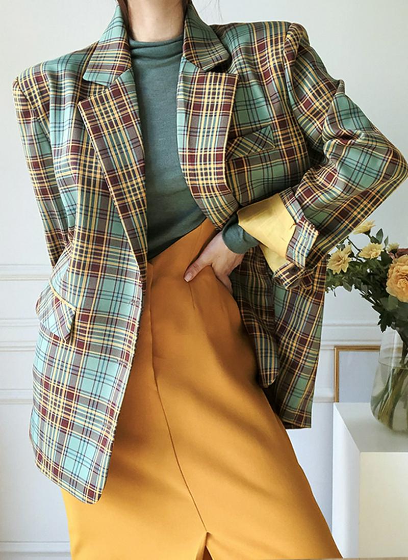 配色チェックジャケット