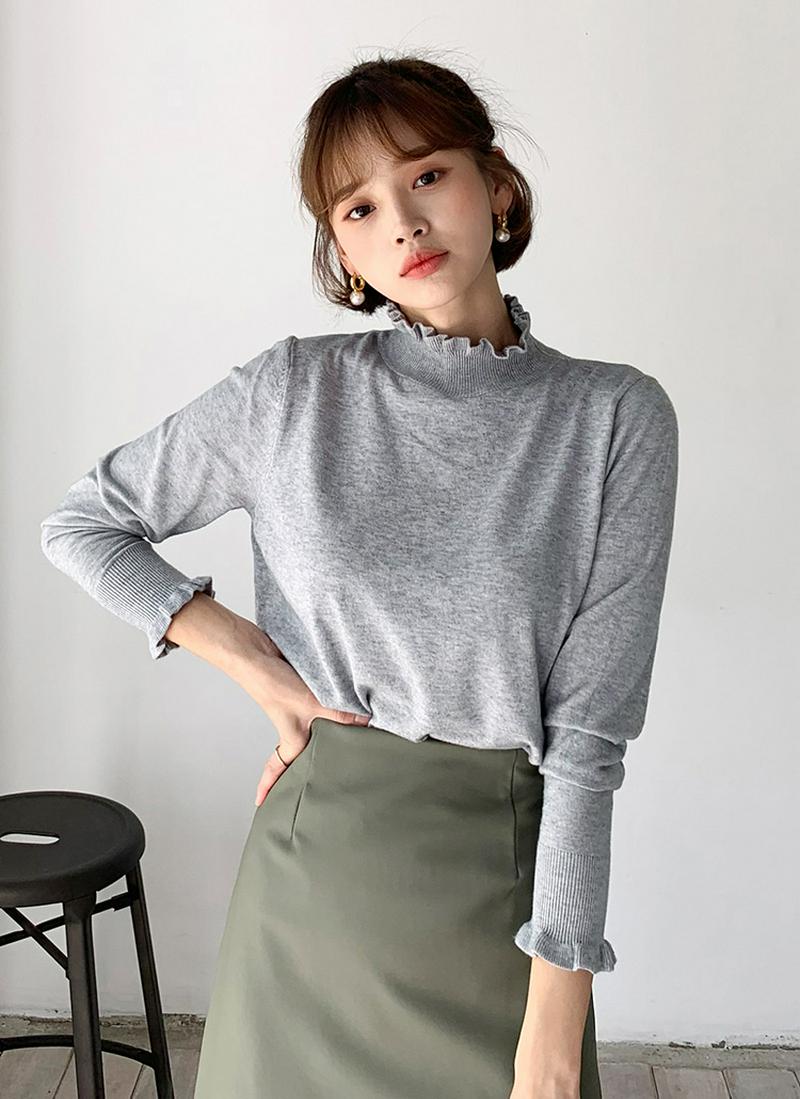 フリルハーフネックニット・全6色