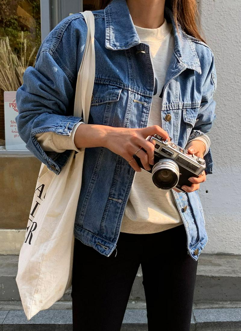 コットンブルーデニムデニムジャケット