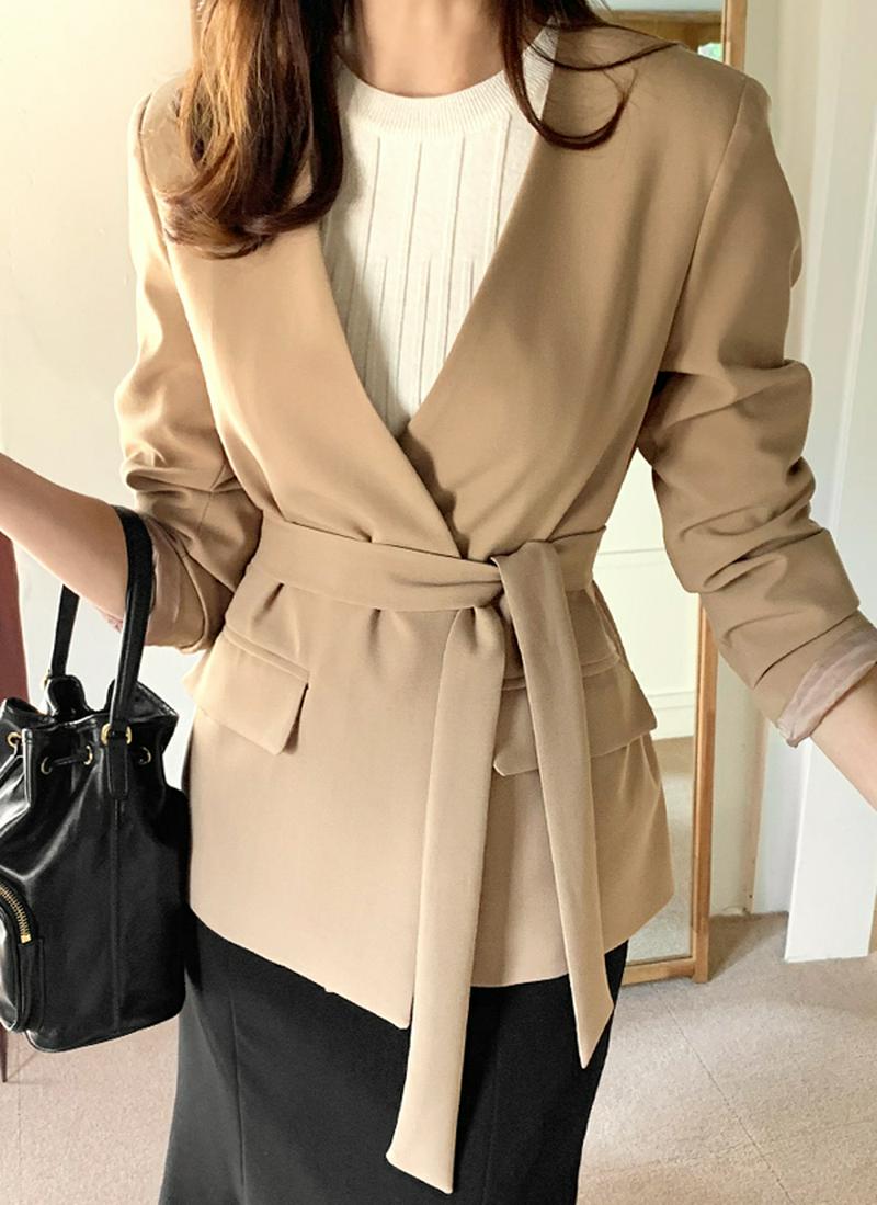 ストラップ付オープンノーカラージャケット