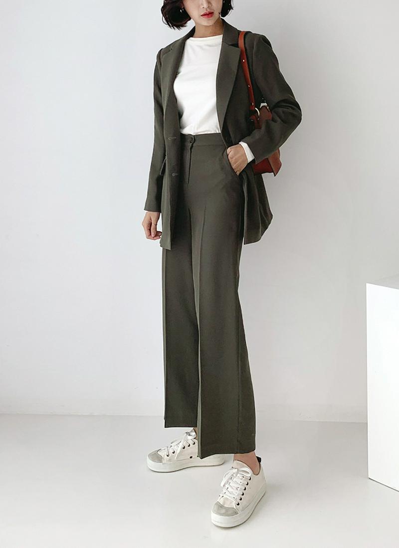 ボタンミドルジャケット&スラックスSET・全3色