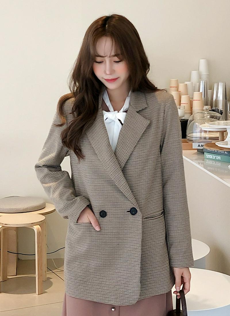 ダブルボタンチェックジャケット