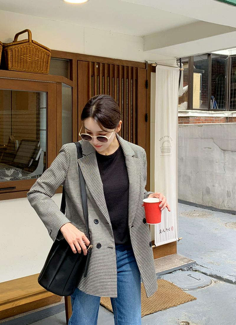 チェックダブルボタンジャケット