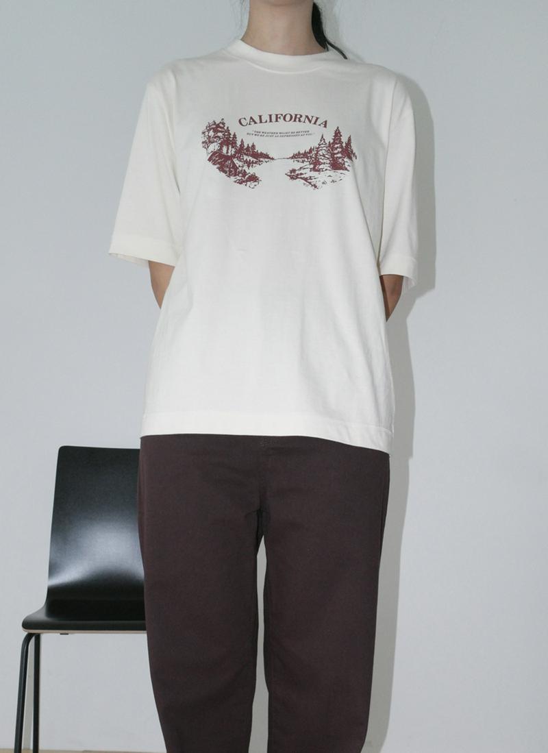 CALIFORNIAプリント半袖Tシャツ