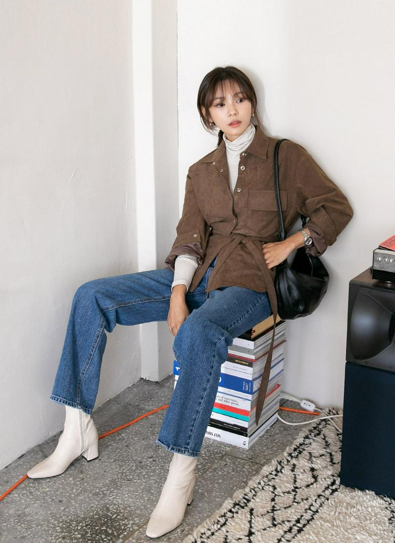 ストラップ付スエード調ジャケット