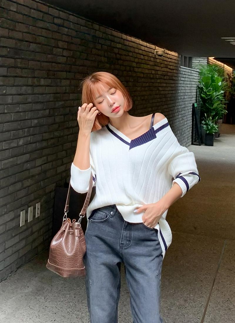 カラーブロックニット