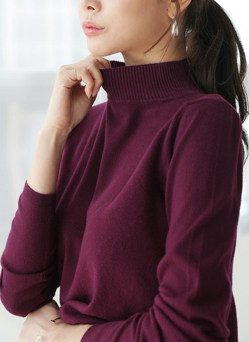 ハーフネックニット・全6色・b59220 レディース【tops】【トップス ニット タートルネック ハーフネック ハイネック シンプル ベーシック 秋コーデ シンプルコーデ 大人コーデ スリム スリムシルエット 秋】【ハイホリHIHOLLI】