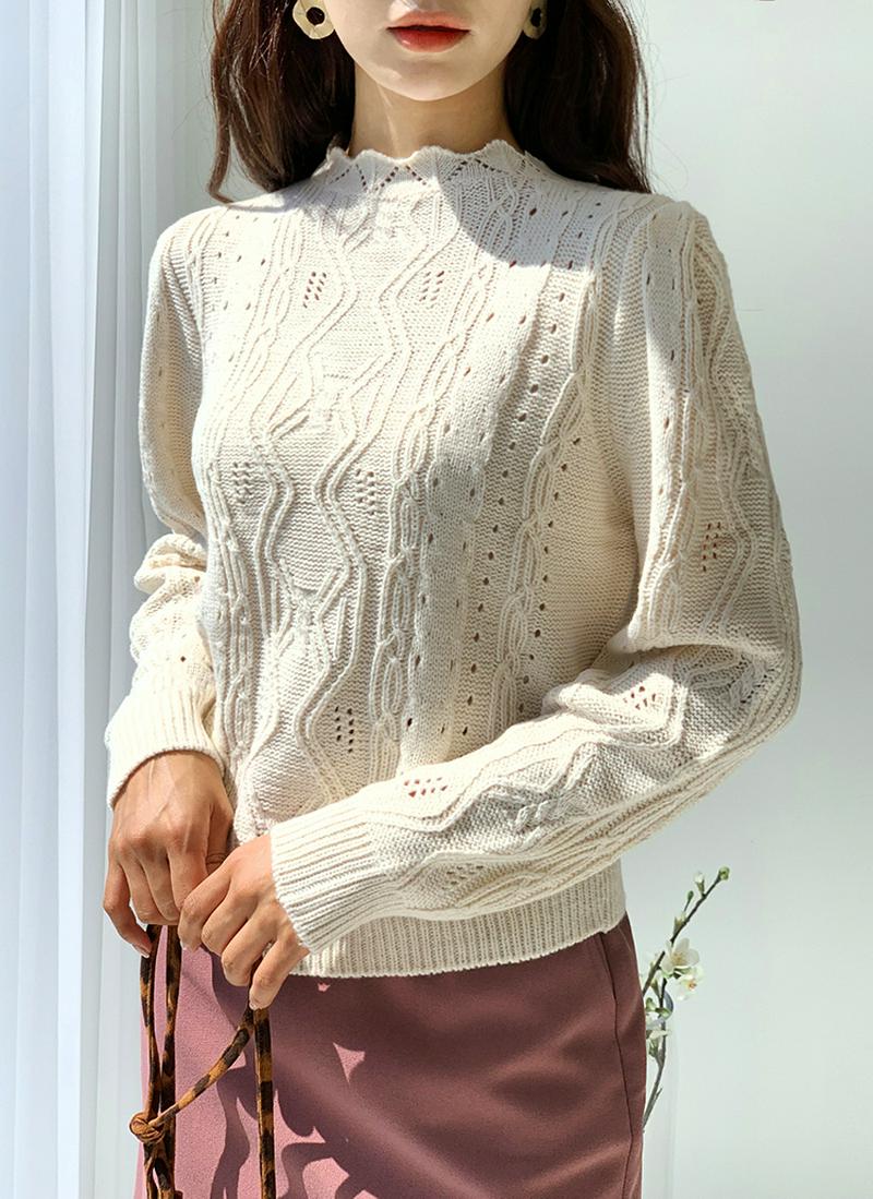 ウェーブパンチングニット・全3色