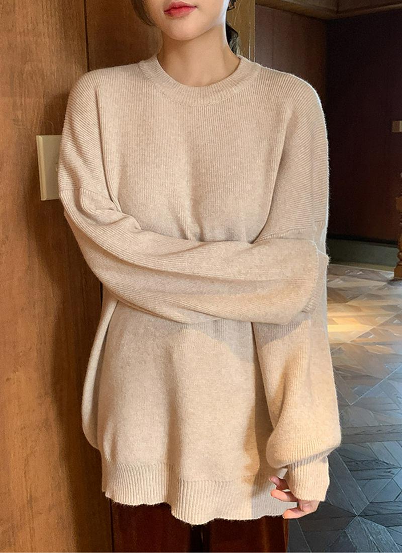 ロングカシミヤ混ニット