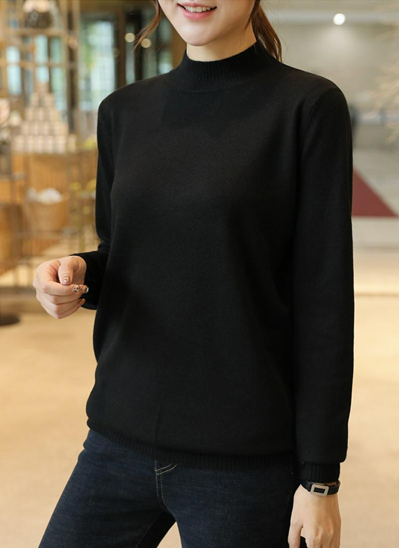 ウール混ハーフネックニット