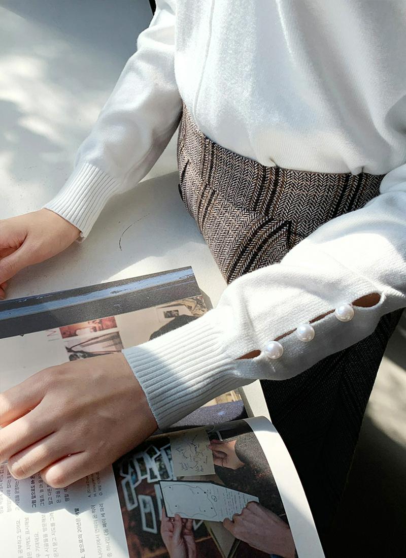 パールハーフネックニット・全2色