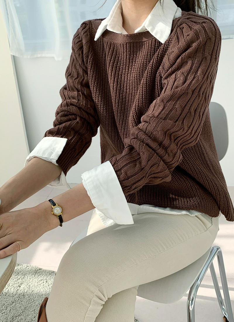 ツイストスリーブニット・全3色