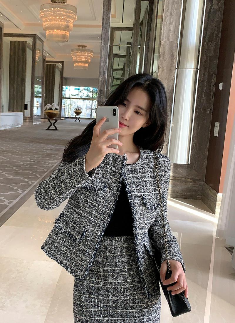 フリンジツイードジャケット