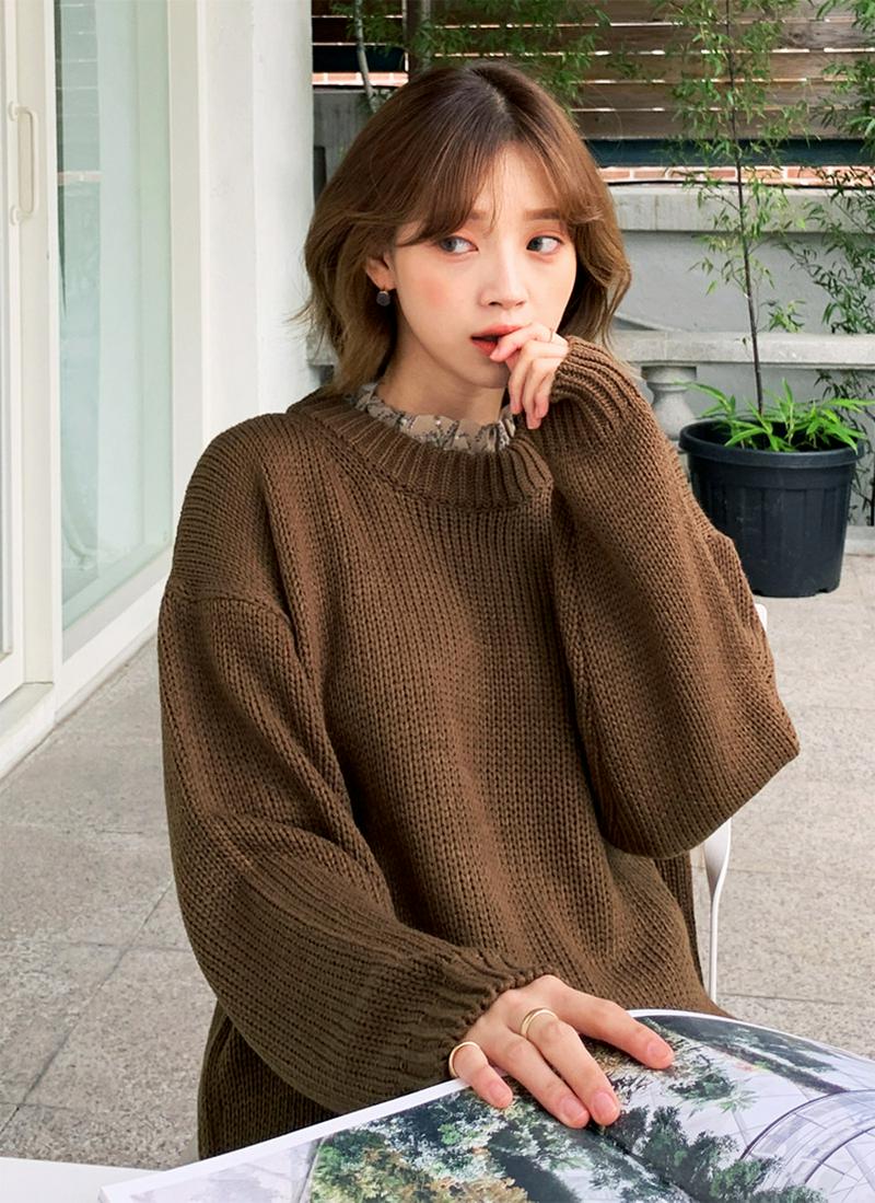 ルーズラウンドネックニット・全3色