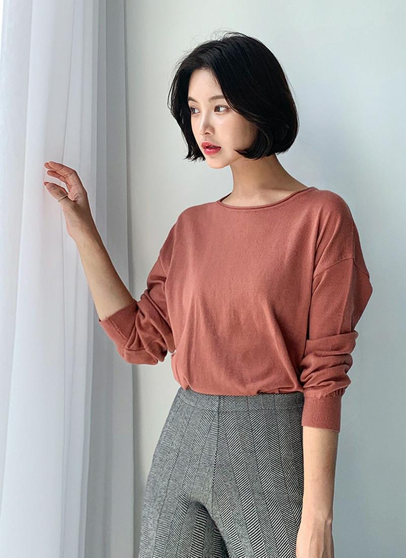 ロールラウンドネックニット・全5色