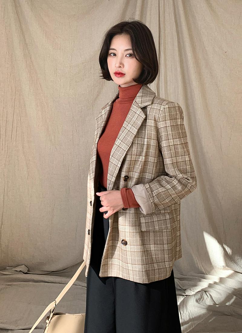 チェックダブルボタンジャケット・全2色