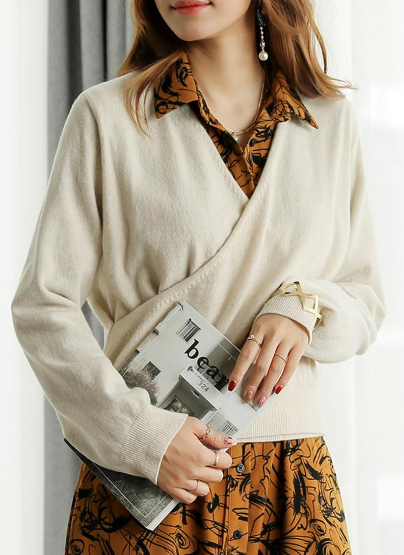 ウール混クロスニット