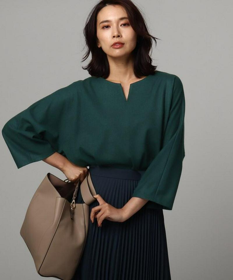 ミルドウールジャージキーネックドルマンプルオーバー