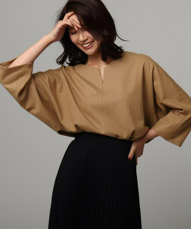 ミルドウールジャージキーネックドルマンプルオーバー