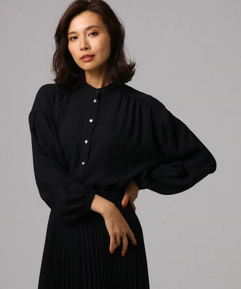 【洗える】バックサテンギャザーブラウス