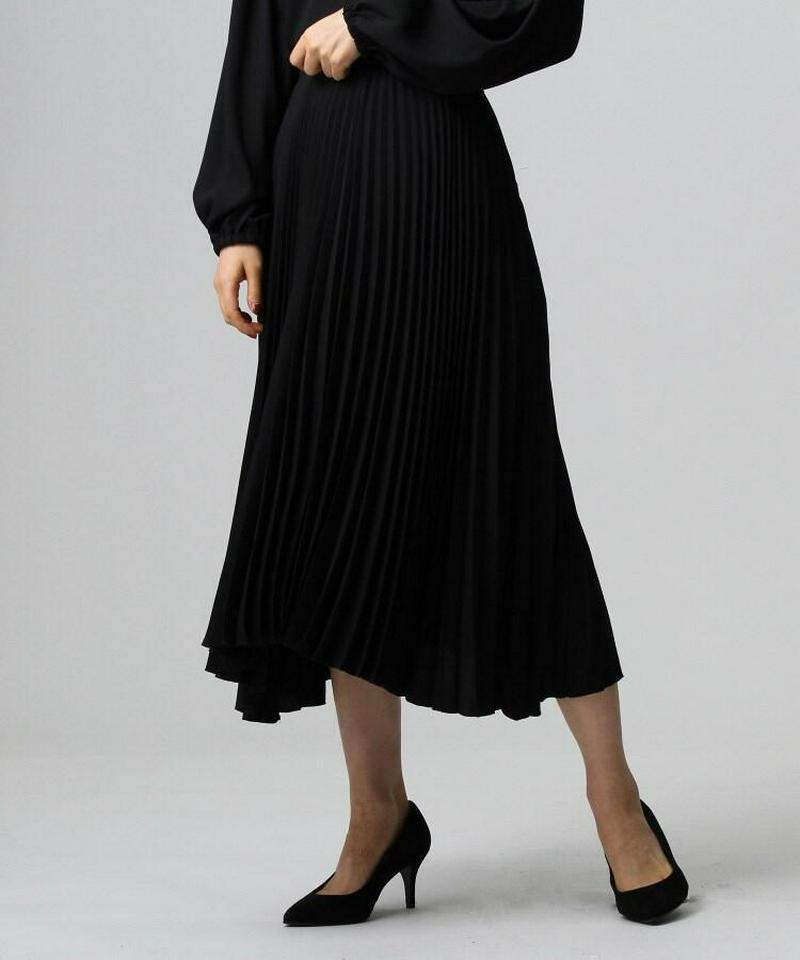 バックサテンイレギュラーヘムプリーツスカート