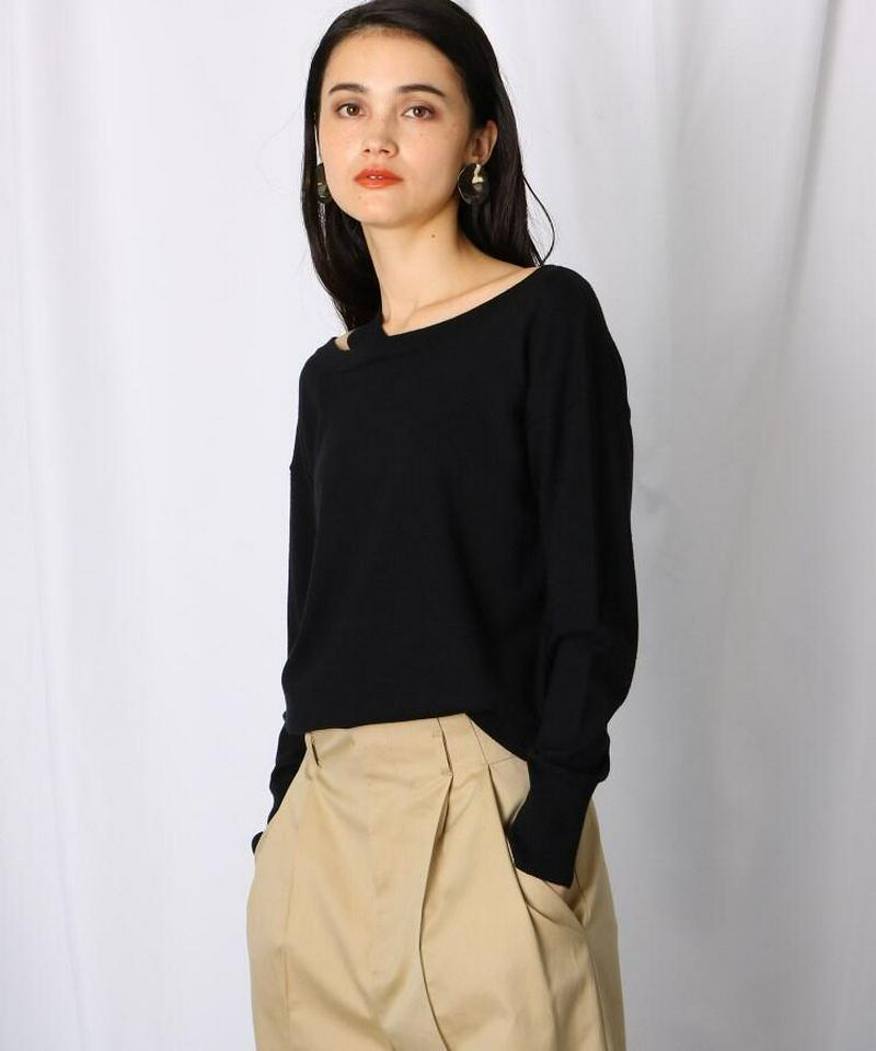 【洗える】カシミヤ混ショルダーデザインニット