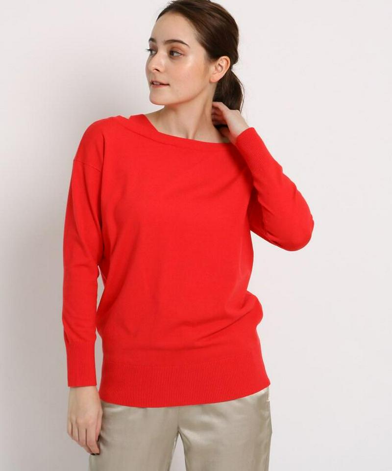 【洗える】カシミヤ混ショルダーデザインニット