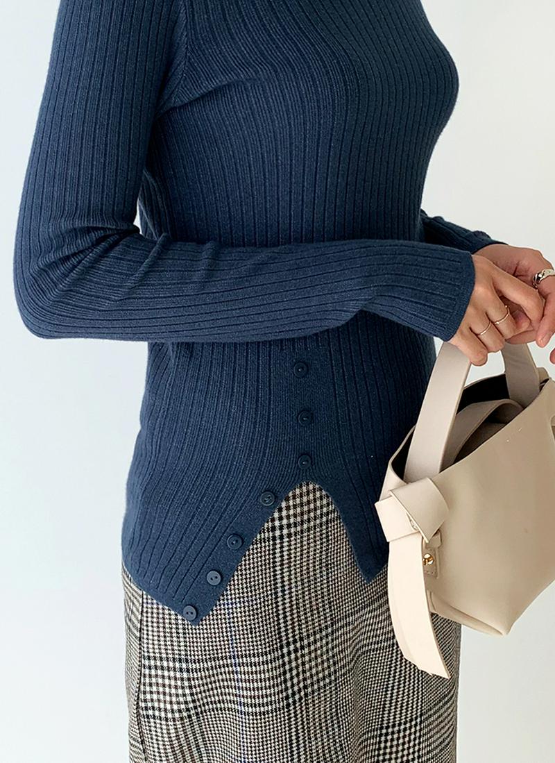 ボタンスリットリブニット・全4色