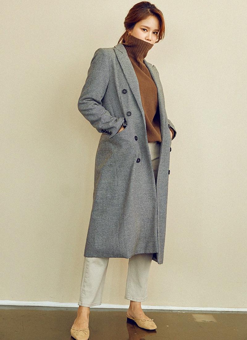ハウンドトゥースロングジャケット