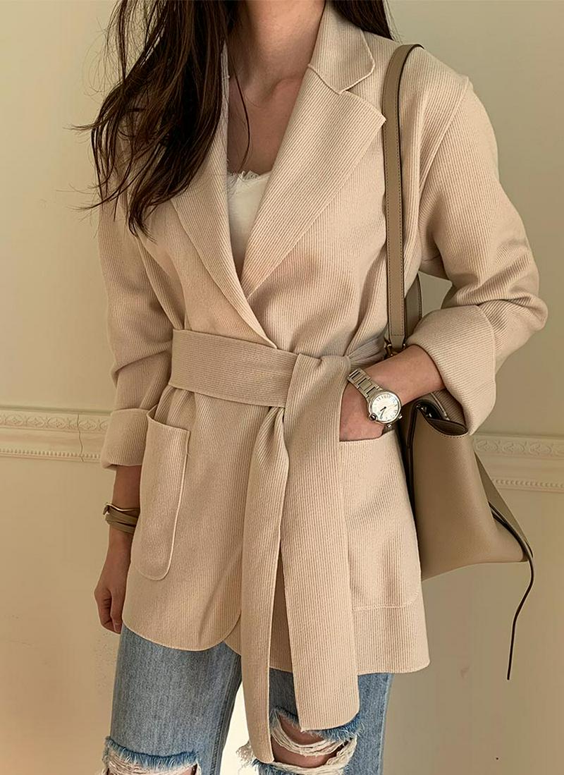 ヒモ付オープンニットジャケット